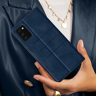 Avis Avizar Étui pour Samsung Galaxy A03s Simili cuir doux et soyeux Porte-cartes Support vidéo  Bleu