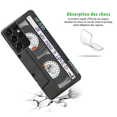 Avis Evetane Coque Samsung Galaxy S21 Ultra 5G silicone transparente Motif Cassette ultra resistant