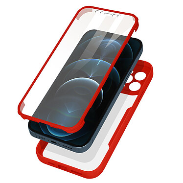 Avizar Coque 360° pour iPhone 12 Pro Max Dos Rigide Protection Écran Souple Coins Renforcés  Contour rouge