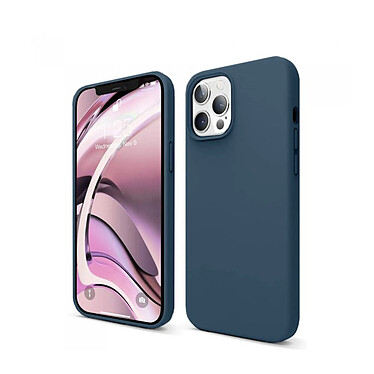 Evetane Coque iPhone 12/12 Pro Silicone liquide Bleu Marine + 2 Vitres en Verre trempé Protection écran Antichocs pas cher