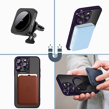 Acheter Avizar Coque MagSafe pour iPhone 14 Pro Max Silicone Protection Caméra  Contour Chromé Violet