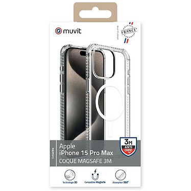 Avis Muvit Coque pour iPhone 15 Pro Max Antichoc 3M Compatible MagSafe Transparent