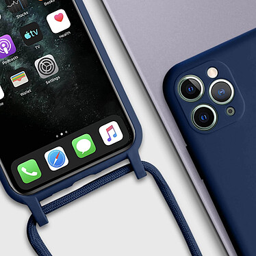 Avizar Coque Cordon pour iPhone 11 Pro Max Semi-rigide Lanière Tour du Cou 80cm  Bleu pas cher