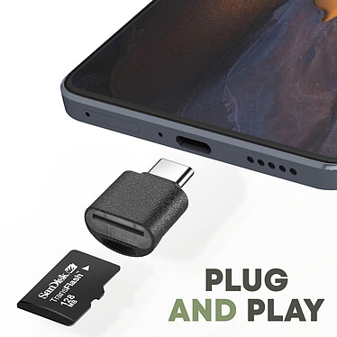 Avizar Mini Lecteur Carte micro SD et TF, Adaptateur USB-C  Noir pas cher