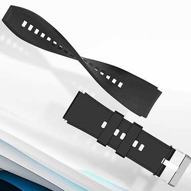 Avis Avizar Bracelet pour Huawei Watch GT Runner Silicone Renforcé Boucle Argentée Noir