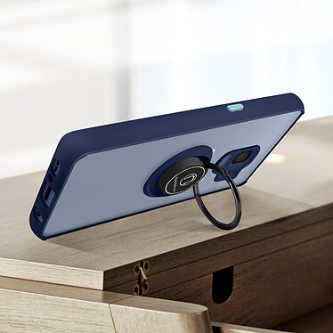 Avizar Coque pour Samsung Galaxy S9 Bi-matière Bague Métallique Support Vidéo  bleu pas cher