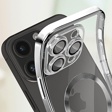 Avizar Coque MagSafe pour iPhone 14 Pro Silicone Protection Caméra  Contour Chromé Argent pas cher