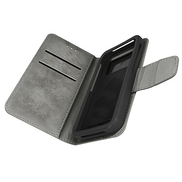 Avizar Étui pour Smartphone 6 pouces Universel Simili cuir Effet Vieilli Coque coulissante Porte-cartes  gris