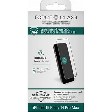 Force Glass Protection d'écran en verre trempé pour iPhone 15 Plus 2.5D Original Anti-choc Transparent pas cher