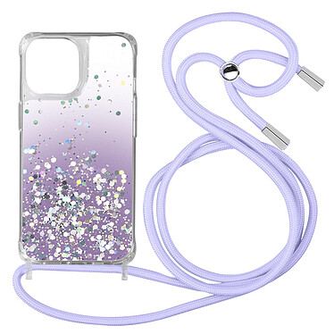 Avizar Coque iPhone 11 Dos Pailleté Avec Lanière Amovible - Dégradé violet