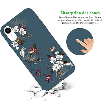 Avis LaCoqueFrançaise Coque iPhone Xr Silicone Liquide Douce bleu nuit Fleurs Sauvages