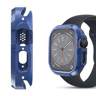 Avizar Coque pour Apple Watch 8 7 45mm et 6 5 4 2 44mm et 3 2 1 45mm Fibre de Carbone  bleu pas cher