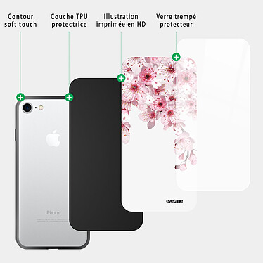 Acheter Evetane Coque iPhone 7/8/ iPhone SE 2020/ 2022 Coque Soft Touch Glossy Cerisier Design