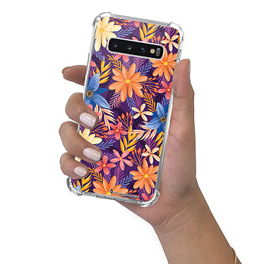 LaCoqueFrançaise Coque Samsung Galaxy S10 anti-choc souple angles renforcés transparente Motif Fleurs violettes et oranges pas cher