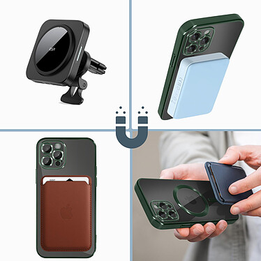 Acheter Avizar Coque MagSafe pour iPhone 12 Pro Silicone Protection Caméra  Contour Chromé Vert