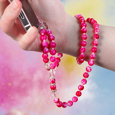 Avizar Bijou de Téléphone Bracelet à Perle Marbre 80cm Collection Marble Rouge pas cher