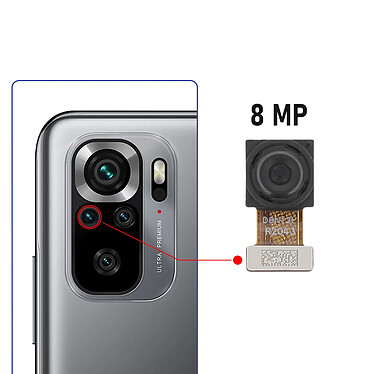 Avis Clappio Caméra Capteur Ultra Grand angle 8MP pour Xiaomi Redmi Note 10 et 10s Noir