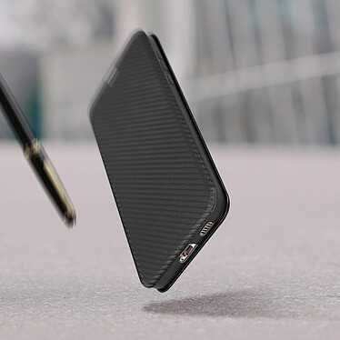 Avizar Housse Samsung Galaxy S21 Clapet Porte-carte Dragonne Effet Carbone noir pas cher