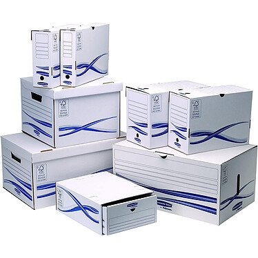 Avis FELLOWES Kit Archivage Maxi plus BANKERS BOX 1 Conteneur + 6 Boites D 8cm Blanc Bleu