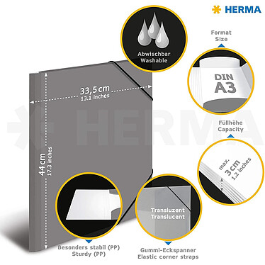 Acheter HERMA Chemise à élastiques, PP, A3, incolore translucide