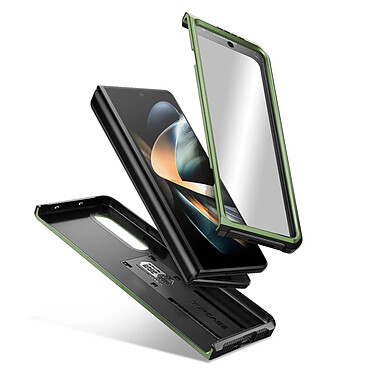 Supcase Coque pour Samsung Galaxy Z Flip 4 Multicouche Clip ceinture et béquille support Unicorn Beetle Kickstand Case  Verte pas cher