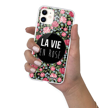 Evetane Coque iPhone 11 silicone transparente Motif La Vie en Rose ultra resistant pas cher