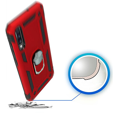 Avizar Coque Galaxy A50 Bi matière Rigide et Souple Bague Support Vidéo rouge pas cher