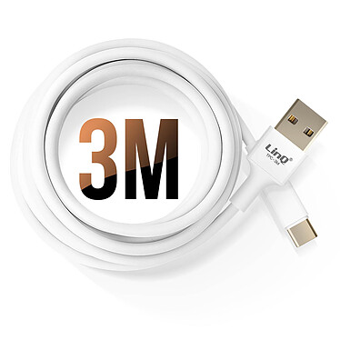 Avis LinQ Câble USB vers USB C 3A Longueur 3m Charge et Synchronisation Fichiers Blanc