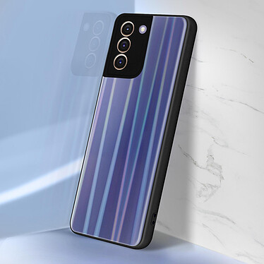 Acheter Avizar Coque Samsung Galaxy S21 Bi-matière Holographique Brillant Fine Légère Bleu nuit