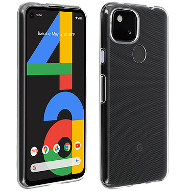 Avizar Coque pour Google Pixel 4A Souple et Film Verre Trempé Dureté 9H Transparent Noir