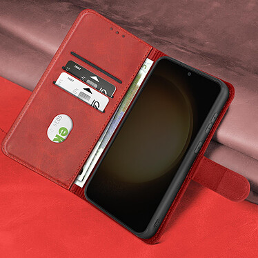 Avizar Étui pour Samsung Galaxy S23 FE Porte-carte Support Vidéo Série Vintage Rouge pas cher