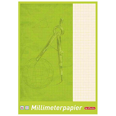HERLITZ cahier papier millimétrique, format A4, 80 g/m2, 25 feuilles