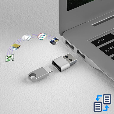 Avizar Adaptateur USB vers USB-C Charge et Synchronisation de Données Compact Argent pas cher
