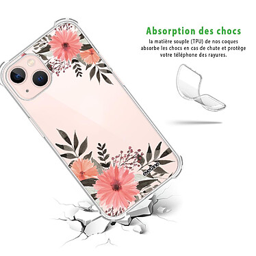Avis Evetane Coque iPhone 13 anti-choc souple angles renforcés transparente Motif Fleurs roses