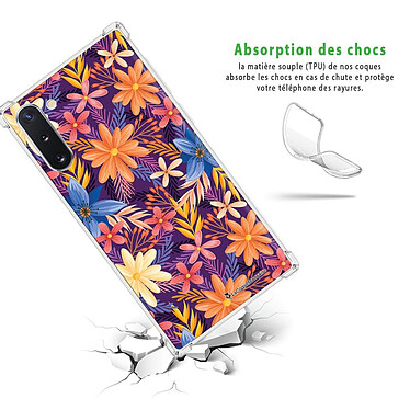 Avis LaCoqueFrançaise Coque Samsung Galaxy Note 10 anti-choc souple angles renforcés transparente Motif Fleurs violettes et oranges