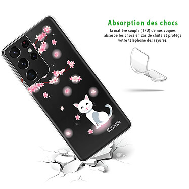 Avis Evetane Coque Samsung Galaxy S21 Ultra 5G silicone transparente Motif Chat et Fleurs ultra resistant