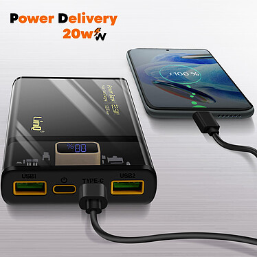 Acheter LinQ Powerbank 16000mAh USB-C 20W et 2 USB 22.5W Affichage LED  TM16002 Noir