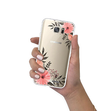 Evetane Coque Samsung Galaxy S7 360 intégrale transparente Motif Fleurs roses Tendance pas cher