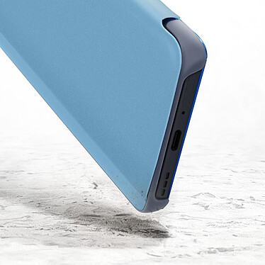 Avizar Housse Oppo Find X3 Pro Clapet translucide Miroir Support Vidéo bleu pas cher