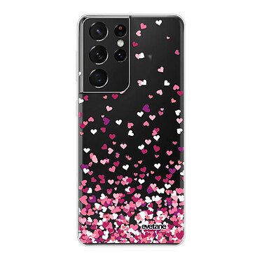 Evetane Coque Samsung Galaxy S21 Ultra 5G silicone transparente Motif Confettis De Coeur ultra resistant