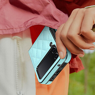 Avizar Coque pour Samsung Z Flip 4 Rhombique Rigide Série Rhombus Chic  bleu clair pas cher