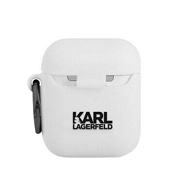 Coque Airpods Silicone Gel Mousqueton Design Karl 3D Karl Lagerfeld Blanc