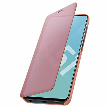 Avizar Housse Samsung Galaxy A51 Clapet Effet Miroir Support Vidéo Rose Gold pas cher