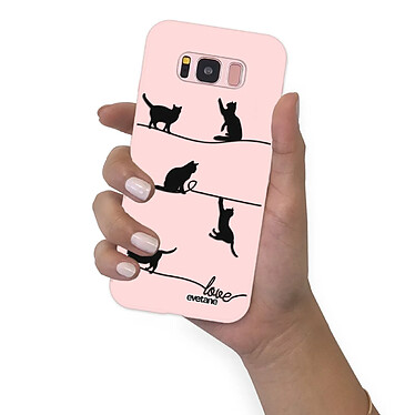 Evetane Coque Samsung Galaxy S8 Silicone Liquide Douce rose pâle Chat Lignes pas cher