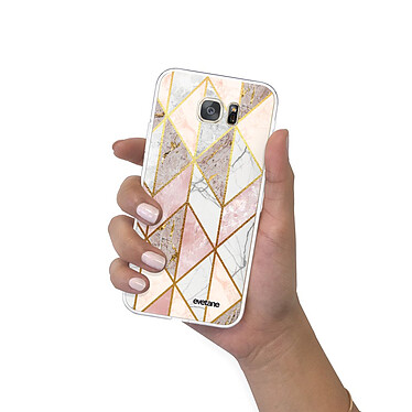 Evetane Coque Samsung Galaxy S7 360 intégrale transparente Motif Marbre Rose Losange Tendance pas cher