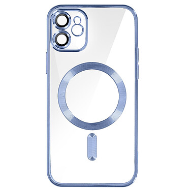 Avizar Coque MagSafe pour iPhone 11 Silicone Protection Caméra  Contour Chromé Bleu Clair