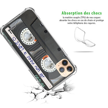 Avis Evetane Coque iPhone 11 Pro anti-choc souple angles renforcés transparente Motif Cassette