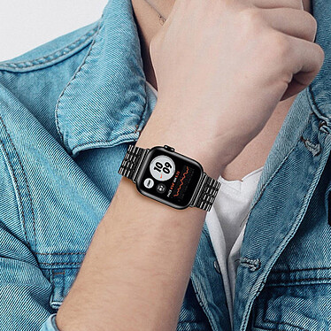 Avizar Bracelet pour Apple Watch 41mm et 40mm et 38 mm Maillons Carré Acier Inoxydable  Noir pas cher