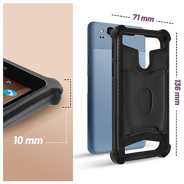 Avizar Coque Smartphone 4.7'' à 5'' Souple Coins Bumper Porte-carte Amovible  Noir pas cher