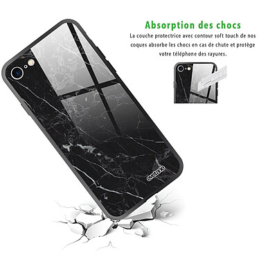 Avis Evetane Coque iPhone 7/8/ iPhone SE 2020/ 2022 Coque Soft Touch Glossy Marbre noir Design